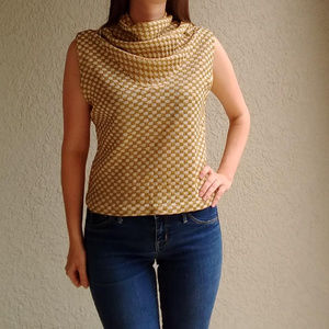 Styled by Sybil Union Made Gold & Cream Cowl Top